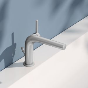 KEUCO Edition 400 single lever washbasin mixer 120, 51504210002 with pop-up waste set, stainless steel finish