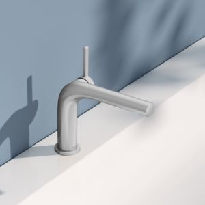 KEUCO Edition 400 single lever washbasin mixer 120, 51504210102 without waste set, stainless steel finish