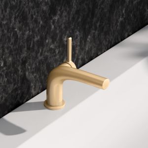 KEUCO Edition 400 single lever washbasin mixer 80, 51504250100 without waste set, brushed brass