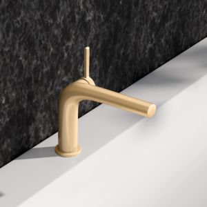 KEUCO Edition 400 single lever washbasin mixer 120, 51504250102 without waste set, brushed brass