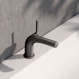 KEUCO Edition 400 single lever washbasin mixer 80, 51504350100 without waste set, brushed black chrome