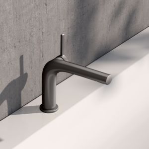 KEUCO Edition 400 single lever washbasin mixer 120, 51504350102 without waste set, brushed black chrome