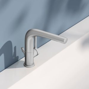 KEUCO Edition 400 Einhebel-Waschtischmischer 150, 51505210000 schwenkbar, mit Zugstangen-Ablaufgarnitur, Edelstahl-Finish