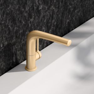 KEUCO Edition 400 single lever washbasin mixer 150, 51505250100 swivelling, without drain fitting, brushed brass