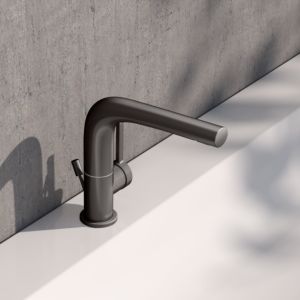 KEUCO Edition 400 single lever washbasin mixer 150, 51505350000 swivelling, with pop-up waste set, brushed titanium black