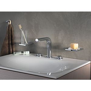 Keuco Edition 400 3-hole basin mixer 51515130000 projection 153mm, with waste set, brushed black chrome