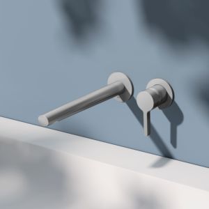 KEUCO Edition 400 single-lever washbasin mixer 51516210202 concealed, 2-hole, projection 24.3 cm, stainless steel finish