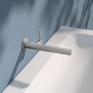 KEUCO Edition 400 single lever washbasin mixer 51516212101 concealed, projection 24.3 cm, stainless steel finish