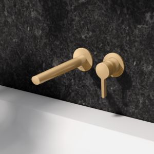 KEUCO Edition 400 single lever washbasin mixer 51516250200 concealed, 2-hole, projection 19.7 cm, brushed brass