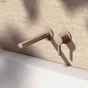 KEUCO Edition 400 single lever washbasin mixer 51516290200 concealed, 2-hole, projection 19.7 cm, brushed rose gold