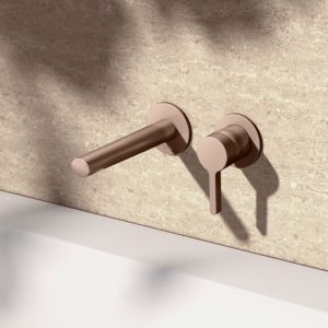KEUCO Edition 400 single lever basin mixer 51516290201 concealed, 2-hole, projection 16.5 cm, brushed rose gold