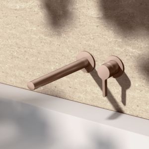 KEUCO Edition 400 Einhebel-Waschtischmischer 51516290202 Unterputz, 2-Loch, Ausladung 24,3 cm, Rotgold gebürstet