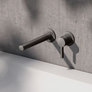 KEUCO Edition 400 Einhebel-Waschtischmischer 51516350200 Unterputz, 2-Loch, Ausladung 19,7 cm, Titanschwarz gebürstet