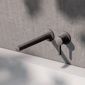 KEUCO Edition 400 single lever washbasin mixer 51516350202 concealed, 2-hole, projection 24.3 cm, brushed titanium black