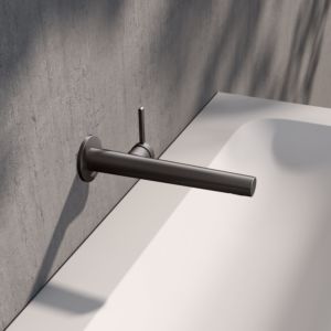 KEUCO Edition 400 single lever washbasin mixer 51516352101 concealed, projection 24.3 cm, brushed titanium black