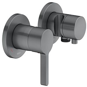 Keuco Edition 400 mitigeur de douche 51551131221 chrome noir brossé, pour 2 sorties, raccord encastré, avec coude mural et support de douche