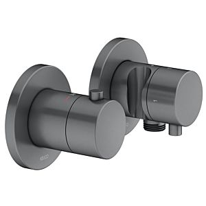 Keuco Edition 400 Brausethermostat 51553131221 schwarzchrom gebürstet, für 2 Verbraucher, inklusive Wandanschlußbogen und Brausehalter