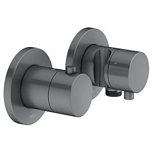 Keuco Edition 400 Brausethermostat 51553131231 schwarzchrom gebürstet, für 3 Verbraucher, inklusive Wandanschlußbogen und Brausehalter