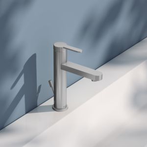 KEUCO IXMO Mitigeur monocommande de lavabo plat 59501213001 avec tirette garniture de vidange , finition inox