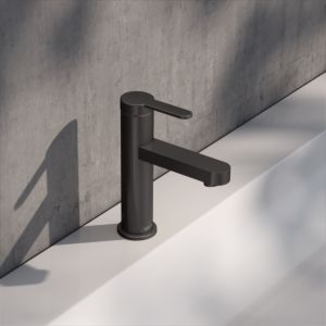 KEUCO IXMO Flat single lever basin mixer 59502353100 projection 109mm, without drain fitting, brushed titanium black