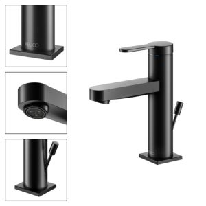 Keuco IXMO Flat 100 Noir Selection mitigeur lavabo 59502373000 avec garniture de vidage , noir