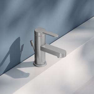 KEUCO IXMO Flat Einhebel-Waschtischmischer 59504213000 Ausladung 89mm, mit Ablaufgarnitur, edelstahl-finish