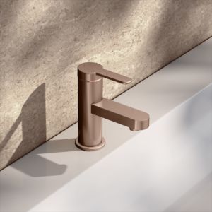 KEUCO IXMO Flat single lever basin mixer 59504293100 projection 89mm, without drain fitting, brushed rose gold