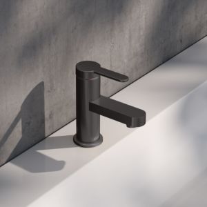 KEUCO IXMO Flat single lever washbasin mixer 59504353100 projection 89mm, without drain fitting, brushed titanium black