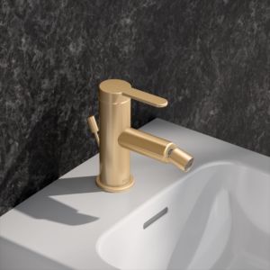 KEUCO IXMO Mitigeur de bidet plat 59509253000 projection 110mm, avec garniture de vidage , laiton brossé