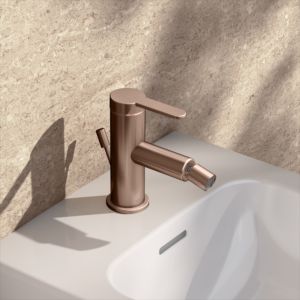 KEUCO IXMO Flat bidet faucet 59509293000 projection 110mm, with drain fitting, brushed rose gold