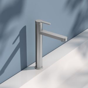 KEUCO IXMO Flat single lever washbasin mixer 59510213100 projection 159mm, without drain fitting, stainless steel finish