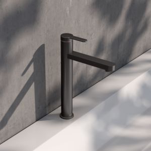 KEUCO IXMO Flat single lever washbasin mixer 59510353100 projection 159mm, without drain fitting, brushed titanium black