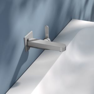 KEUCO IXMO Flat single lever washbasin mixer 59516210302 projection 165 mm, stainless steel finish, wall mounting, square rosette