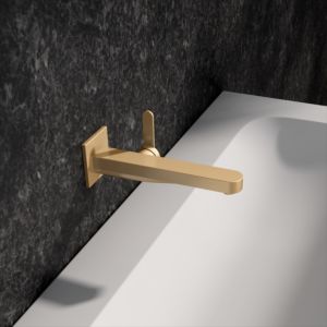 KEUCO IXMO Flat single lever washbasin mixer 59516251302el-washbasin mixer 59516251302 concealed, projection 22.5 cm, square, brushed brass