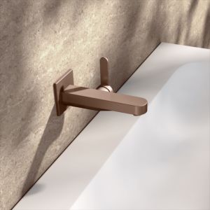 KEUCO IXMO Flat Einhebel-Waschtischmischer 59516290302 Unterputz, Ausladung 16,5 cm, eckig, Rotgold gebürstet