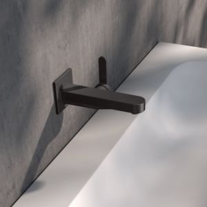 KEUCO IXMO Flat single-lever washbasin mixer 59516350302 concealed, projection 16.5 cm, square, brushed titanium black