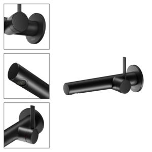 Keuco IXMO Black Selection Waschtischarmatur 59516371101 Ausladung 219 mm, schwarz matt, Wandmontage, runde Rosette