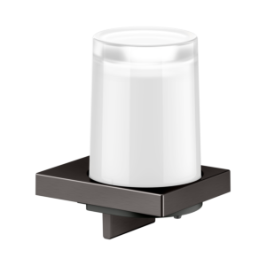 KEUCO Edition 11 Seifenspender 11152359000 mit mattiertem Stülpglas, Titanschwarz gebürstet/weiß