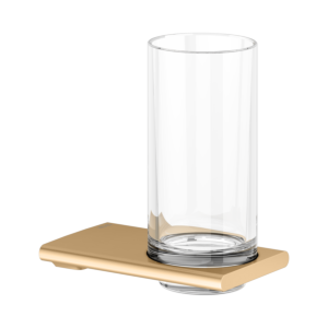 KEUCO Edition 400 Glashalter 11550259000 mit Echtkristallglas, Messing gebürstet