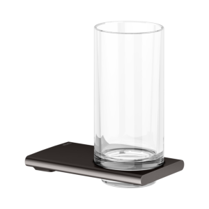 KEUCO Edition 400 Glashalter 11550359000 mit Echtkristallglas, Titanschwarz gebürstet