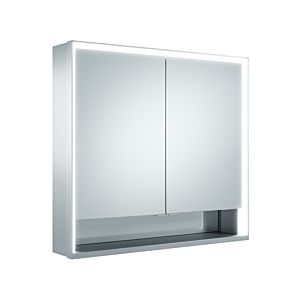 Keuco Royal Lumos armoire à miroir 14302171305 tige murale, anodisé argent, chauffage miroir, 2 portes courtes, 800 x 735 x 165 mm