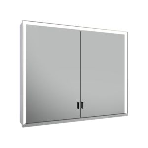 Keuco Royal Lumos mirror cabinet 14303172301 wall extension, silver anodized, covered storage compartment, 900 x 735 x 165 mm