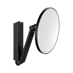 Keuco iLook_move Kosmetikspiegel 17612379004 5-fach Vergrößerung, Ø 212mm, beleuchtet, Schwenkarm und Wippschalter, schwarz matt
