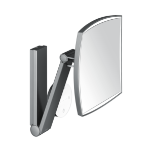 Miroir cosmétique Keuco iLook_move 17613139002, grossissement x5, 200 x 200 mm, éclairé, avec panneau de commande en verre, finition chrome noir brossé