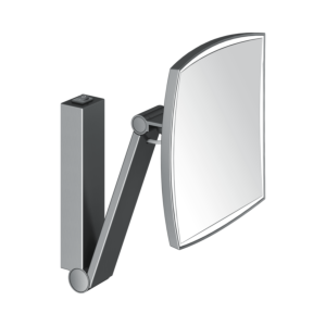 Keuco iLook_move cosmetic mirror 17613139004, 5x magnification, brushed black chrome, wall-mounted, illuminated, 200 x 200 mm