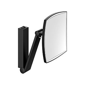 Keuco iLook_move cosmetic mirror 17613379004, 5x magnification, 200x200mm, illuminated, swivel arm and rocker switch, matte black
