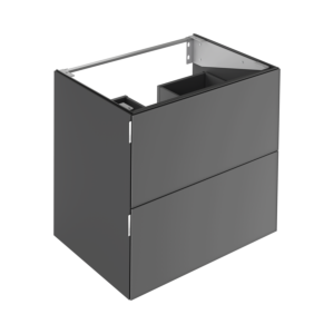 Meuble sous-vasque Keuco Edition 11 Art 32512340801 80x70x49cm, 2 tiroirs frontaux, éclairage intérieur, laque satinée, verre satiné, fumé