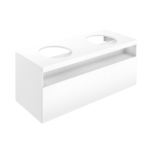 Meuble sous-vasque Keuco Stageline 32893180100 avec tiroir coulissant, prise de courant, éclairage LED, 1400x550x490mm, cachemire