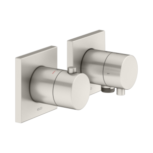 Keuco Edition 11 shower thermostat 51153051122 brushed nickel, flush-mounted installation, 2 consumers, with wall connection elbow