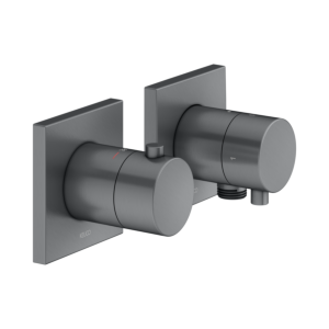 Keuco Edition 11 shower thermostat 51153131122 brushed black chrome, concealed installation, 2 consumers, with wall connection elbow